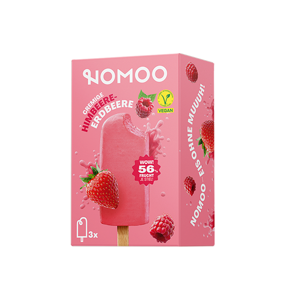 NOMOO Stieleis Himbeere Erdbeere im Multipack